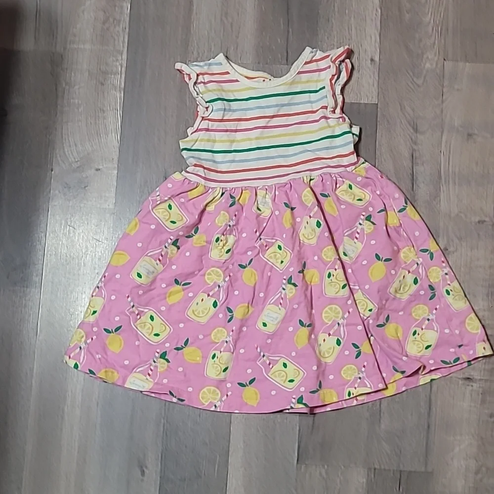 Mini Boden Frill Sleeve Jersey Dress Size 5/6 Lemons/Lemonade Summer Firm